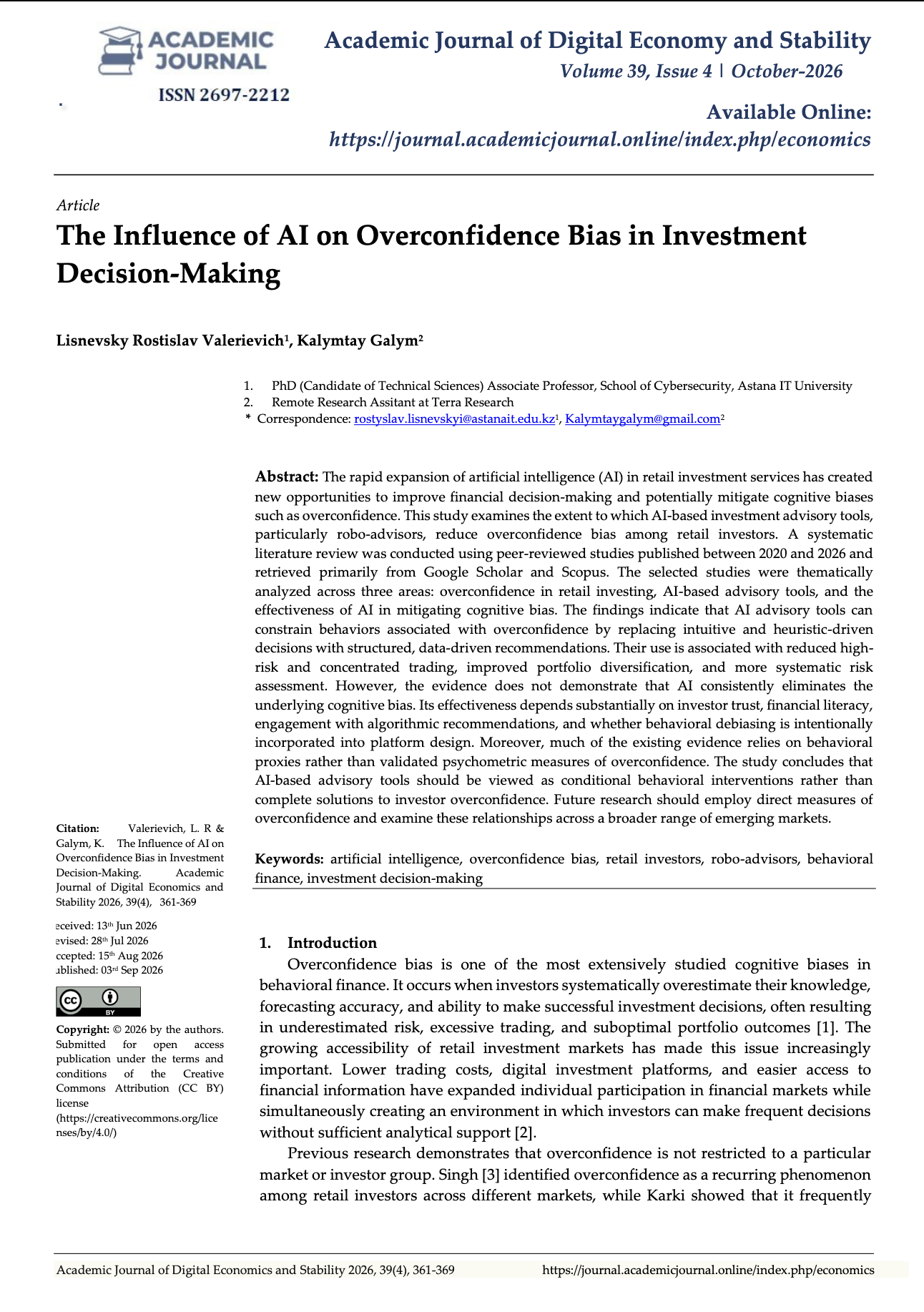 The Influence of AI on Overconfidence Bias in Investment Decision-Making